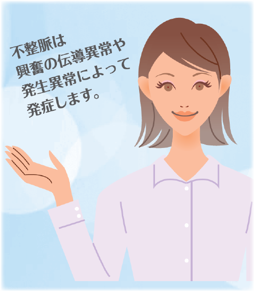 不整脈は興奮の伝導異常や発生異常によって発症します。