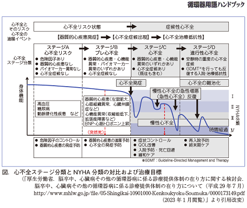 心不全ステージ分類とNYHA 分類の対比および治療目標